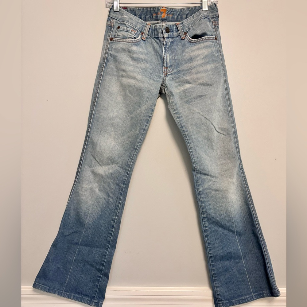 7 for all Mankind by Jerome Dahan A pocket Flared Jeans Size 27 Y2k Great Fade!